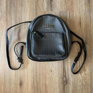 Y2k Guess faux leather mini backpack in black - 10in x 12in
